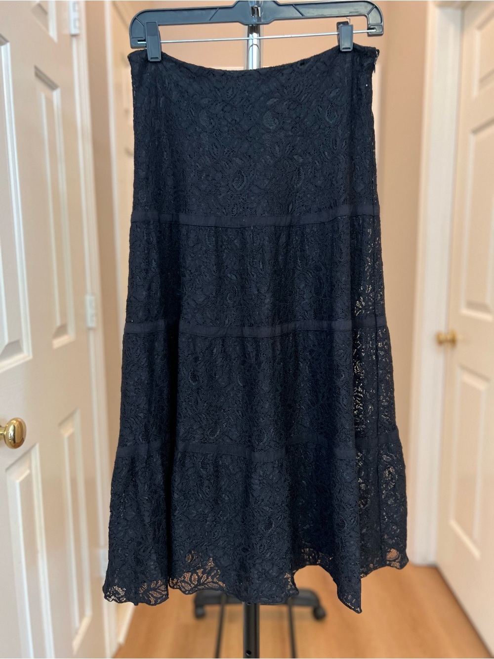 Bandolino Vintage Black Lace A-Line Tiered Skirt